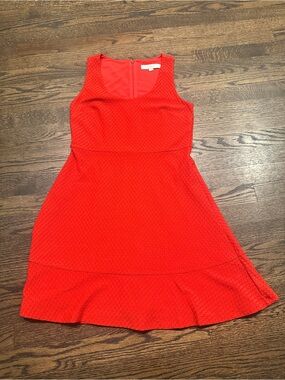 LOFT Red Textured Sleeveless Mini Dress